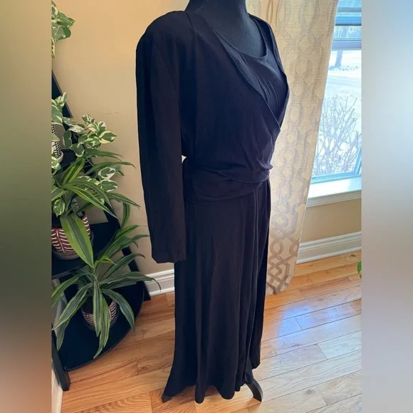 Vintage 80’s/90’s ALL THAT JAZZ Black Wrap Maxi Dress Women’s Size 11/12 - Picture 3 of 13